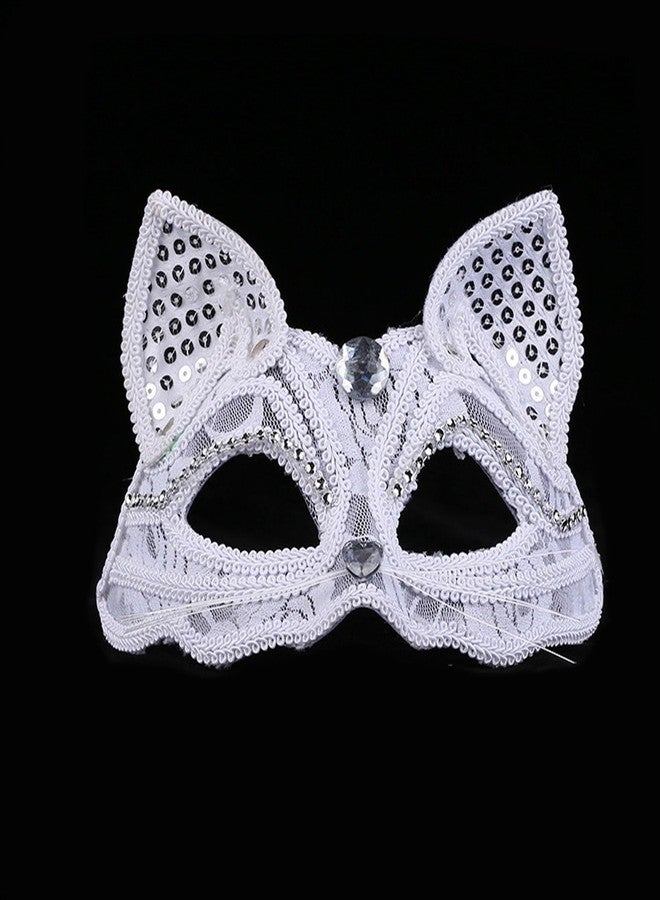 Soochat Lace Cat Masks Half Face Cat Mask Lace Masquerade Mask for Carnival Ball Party Cosplay Halloween Costume Accessories - Image 5